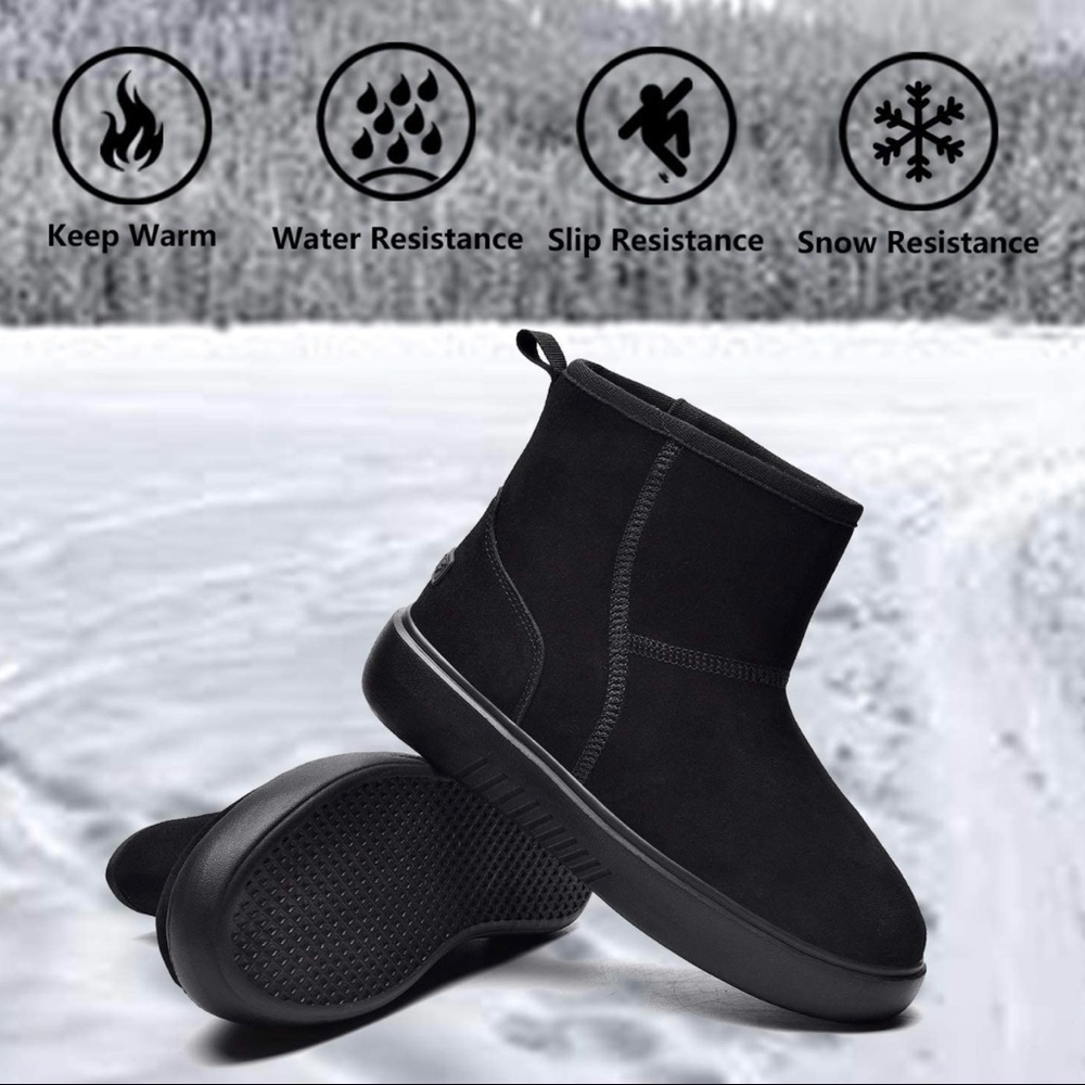 COPY - New Womens Winter Fur Lined Suede Ankle Snow Boots Black​ - Picture 5 of 7